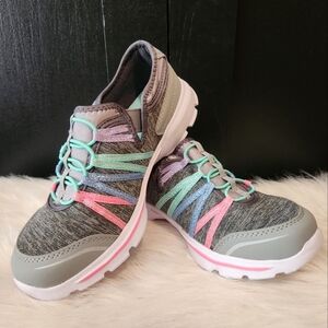 Gray Sneakers with Sparkly Multicolor Accents~size Girls 4/Womens 6